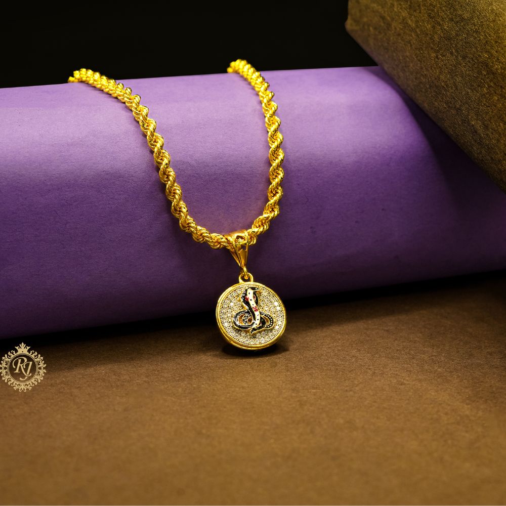 🐍 Goga Maharaj Logo Gold-Plated Pendant with Diamonds in Circle Shape | Premium Men's Jewelry ✨